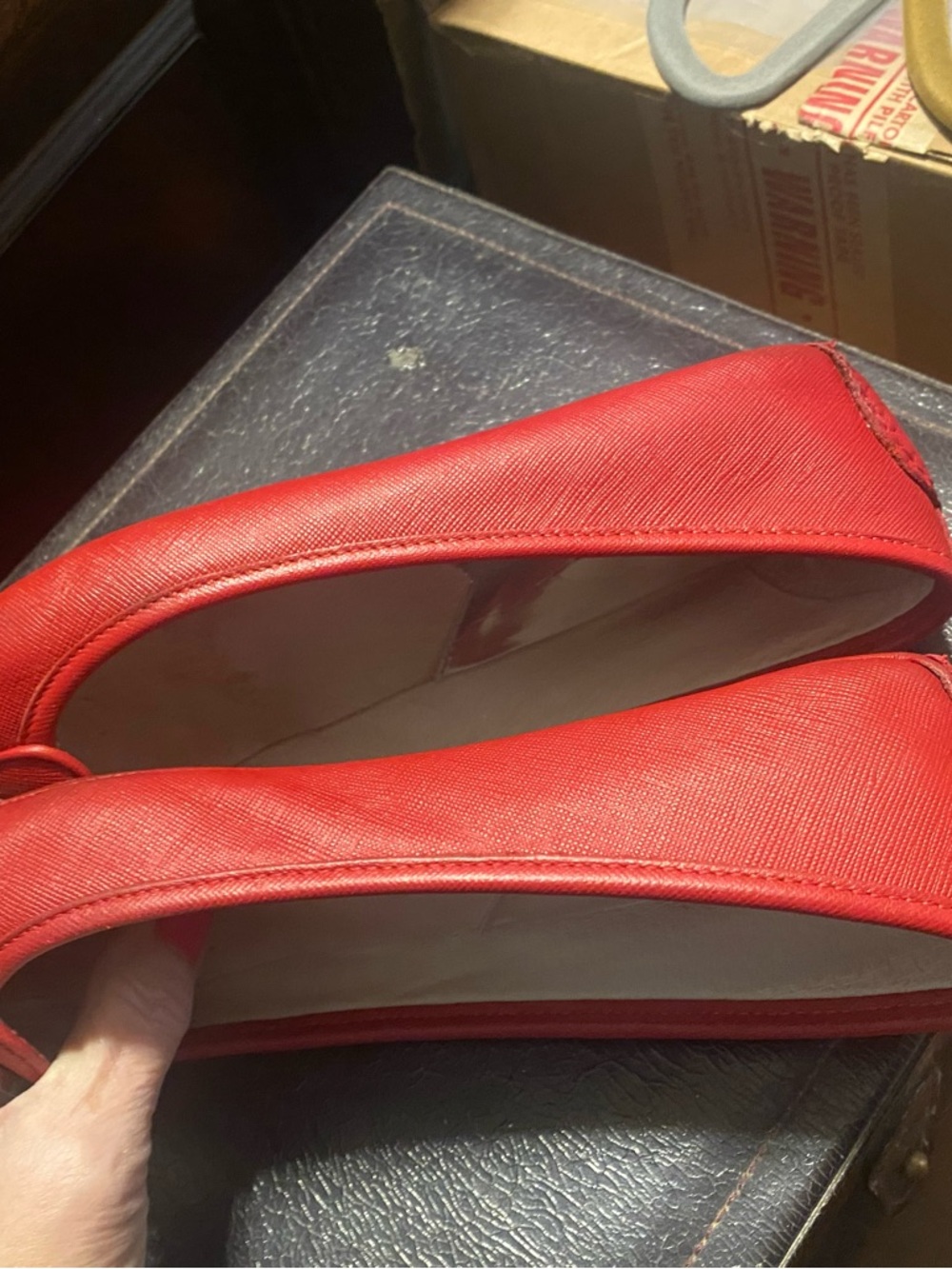 Michael Kors Red Leather MK Logo Ballet Flats, Size 8M - Picture 3 of 10